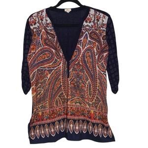 Tiny Paisley Boho Tunic Dress Top Medium